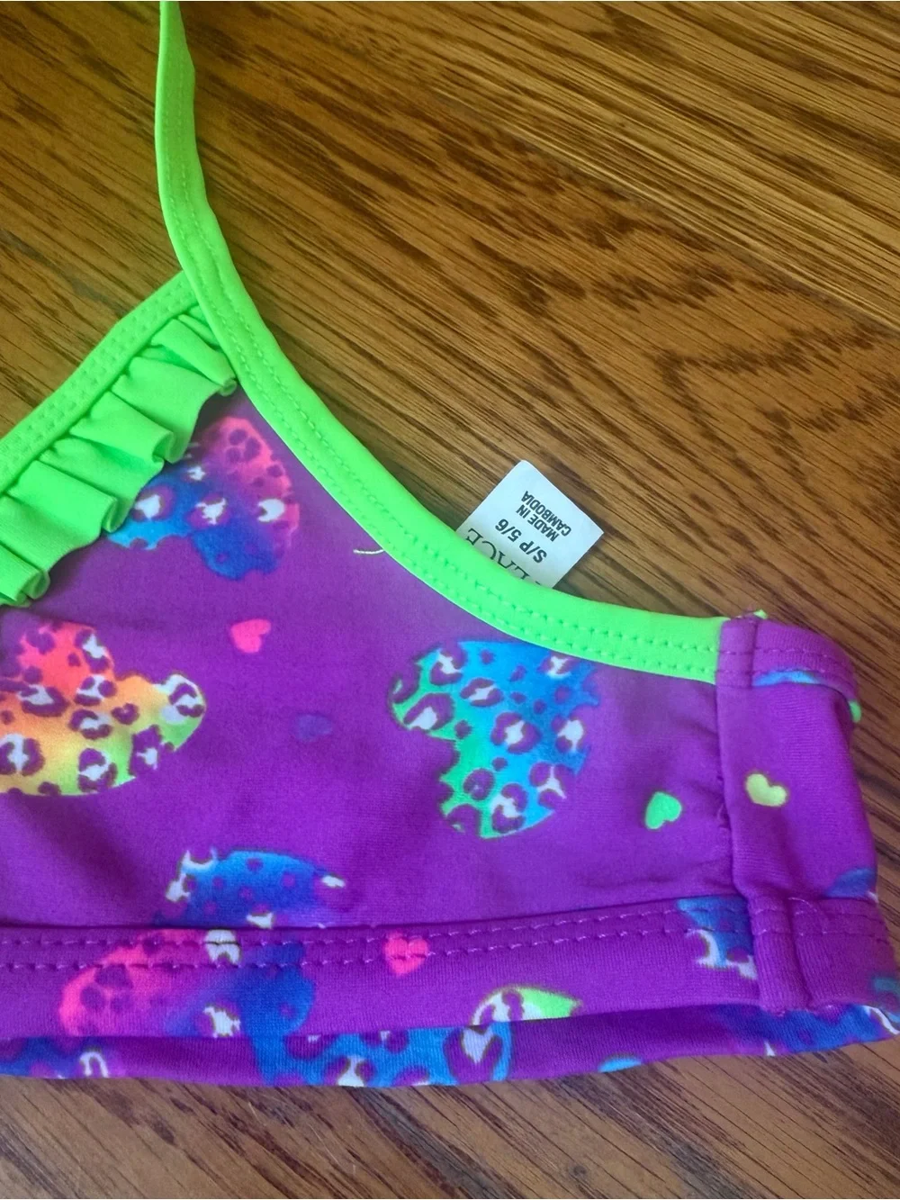 The Children’s Place Girls 5/6 Purple Leopard Heart Bikini Swimsuit Set